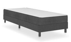 Ensemble matelas équilibré à ressorts 20 cm et sommier tapissier tissu 24.5 cm gris foncé Sloka - Élégance et confort