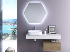 Ensemble meuble de salle de bain 1 tiroir blanc et chêne et miroir à LED Kyo L 120 cm