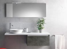 Ensemble meuble de salle de bain 1 tiroir gris oxyde et miroir à LED Teph L 140 cm