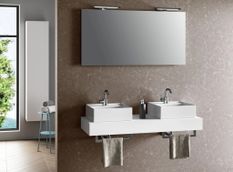 Ensemble meuble de salle de bain blanc double vasque et miroir à LED Kyo L 120 cm