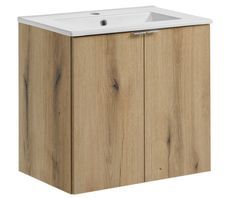 Ensemble meuble salle de bain suspendu 2 portes avec vasque encastrée NOVA OAK