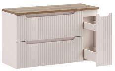 Ensemble meuble salle de bain suspendu NOVA Taupe avec plan Chêne naturel – Design contemporain et rangements intelligents