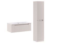 Ensemble meuble salle de bain suspendu SKY Taupe avec vasque et colonne