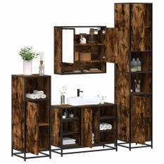 Ensemble meubles salle de bain 4 pcs chêne fumé bois ingénierie