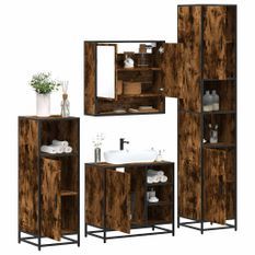 Ensemble meubles salle de bain 4 pcs chêne fumé bois ingénierie