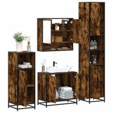 Ensemble meubles salle de bain 4 pcs chêne fumé bois ingénierie