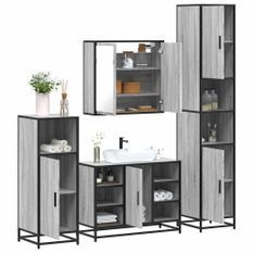 Ensemble meubles salle de bain 4 pcs chêne fumé bois ingénierie