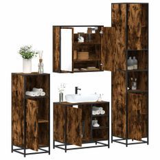 Ensemble meubles salle de bain 4 pcs chêne fumé bois ingénierie