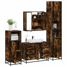 Ensemble meubles salle de bain 4 pcs chêne fumé bois ingénierie