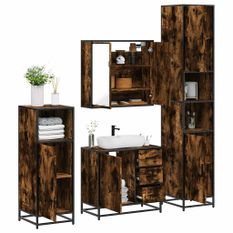 Ensemble meubles salle de bain 4 pcs chêne fumé bois ingénierie