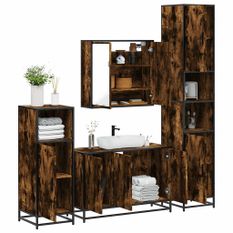 Ensemble meubles salle de bain 4 pcs chêne fumé bois ingénierie