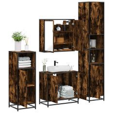 Ensemble meubles salle de bain 4 pcs chêne fumé bois ingénierie