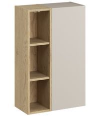 Ensemble mural DALIA Cachemire 50 cm – Armoire suspendue et étagère ouverte Chêne naturel