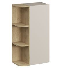 Ensemble mural DALIA Cachemire 50 cm – Armoire suspendue et niches ouvertes arrondies Chêne naturel