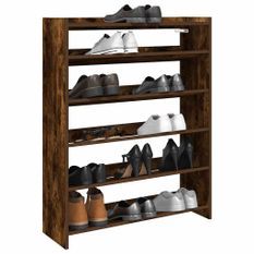 Étagère à chaussures chêne fumé 80x25x100 cm bois d'ingénierie