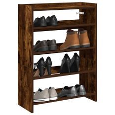 Étagère à chaussures chêne fumé 80x25x61,5 cm bois d'ingénierie