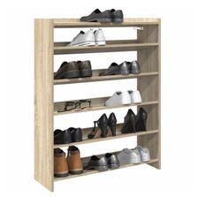 Étagère à chaussures en bois Manda L 60 x H 100 cm - Rangement 5 niveaux