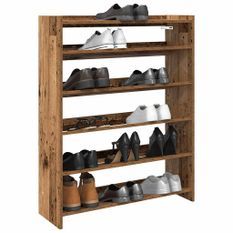 Étagère à chaussures vieux bois 80x25x100 cm bois d'ingénierie