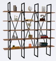 Étagère bibliothèque bois clair et métal noir Bekerla 120 cm