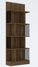 Étagère bibliothèque bois foncé et métal noir Alexa 80 cm
