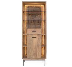 Etagère bibliothèque lumineuse MANGAL – Bois massif d'acacia & acier