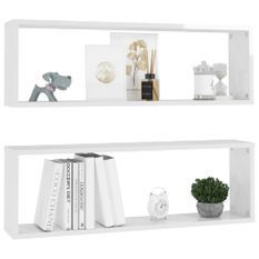 Étagère cube murale 2 pcs Blanc brillant 80x15x26,5cm Bako