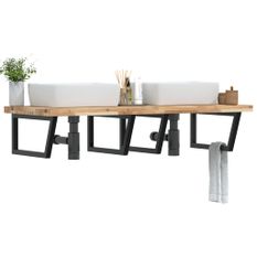 Étagère de vasque murale acier et bois massif d'acacia