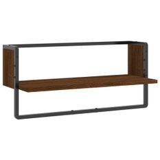 Étagère murale avec barre chêne marron 65x25x30 cm