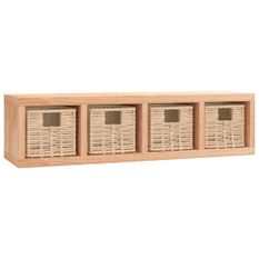 Étagère murale avec paniers 62x18x16 cm Bois massif de noyer