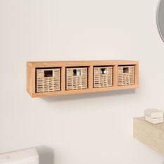 Étagère murale avec paniers 62x18x16 cm Bois massif de noyer