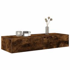 Étagère murale avec tiroirs chêne fumé bois d'ingénierie