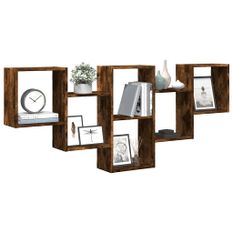 Étagère murale chêne fumé 159x18x66 cm bois d'ingénierie