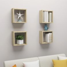 Étagères cube murales 4 pcs Chêne sonoma 30x15x30 cm