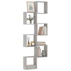 Étagères cube murales 6 pcs sonoma gris 30x15x30 cm
