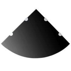 Étagères d'angle 2 pcs et supports chromés Verre Noir 45x45 cm