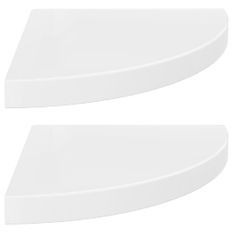 Étagères d'angle flottantes 2pcs Blanc brillant 35x35x3,8cm MDF