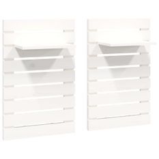 Étagères de chevet murales 2 pcs Blanc Bois de pin massif