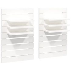 Étagères de chevet murales 2 pcs Blanc Bois de pin massif