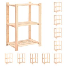 Étagères de rangement à 3 niveaux 10 pcs 60x38x90 cm Pin 150 kg