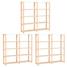 Étagères de rangement à 5 niveaux 3pcs 170x38x170 cm Pin 500 kg