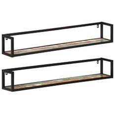Étagères murales 2 pcs 110x17x17cm bois récupération massif/fer