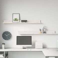 Étagères murales 2 pcs Blanc 110x11x9 cm Bois de pin massif