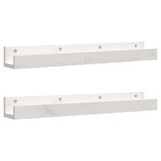Étagères murales 2 pcs Blanc 80x12x9 cm Bois de pin massif
