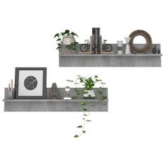 Étagères murales 2 pcs Gris béton 80x11,5x18 cm