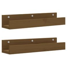 Étagères murales 2 pcs Marron miel 50x12x9cm Bois de pin massif