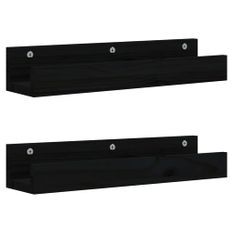 Étagères murales 2 pcs Noir 50x12x9 cm Bois de pin massif