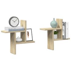 Étagères murales 2pcs chêne sonoma 38x12x38cm bois d'ingénierie