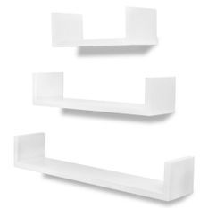 Étagères murales 3 pcs Forme de U MDF Blanc