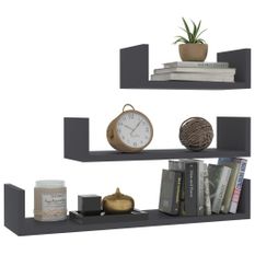 Étagères murales 3 pcs Gris