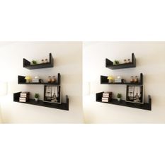 Étagères murales 6 pcs Noir